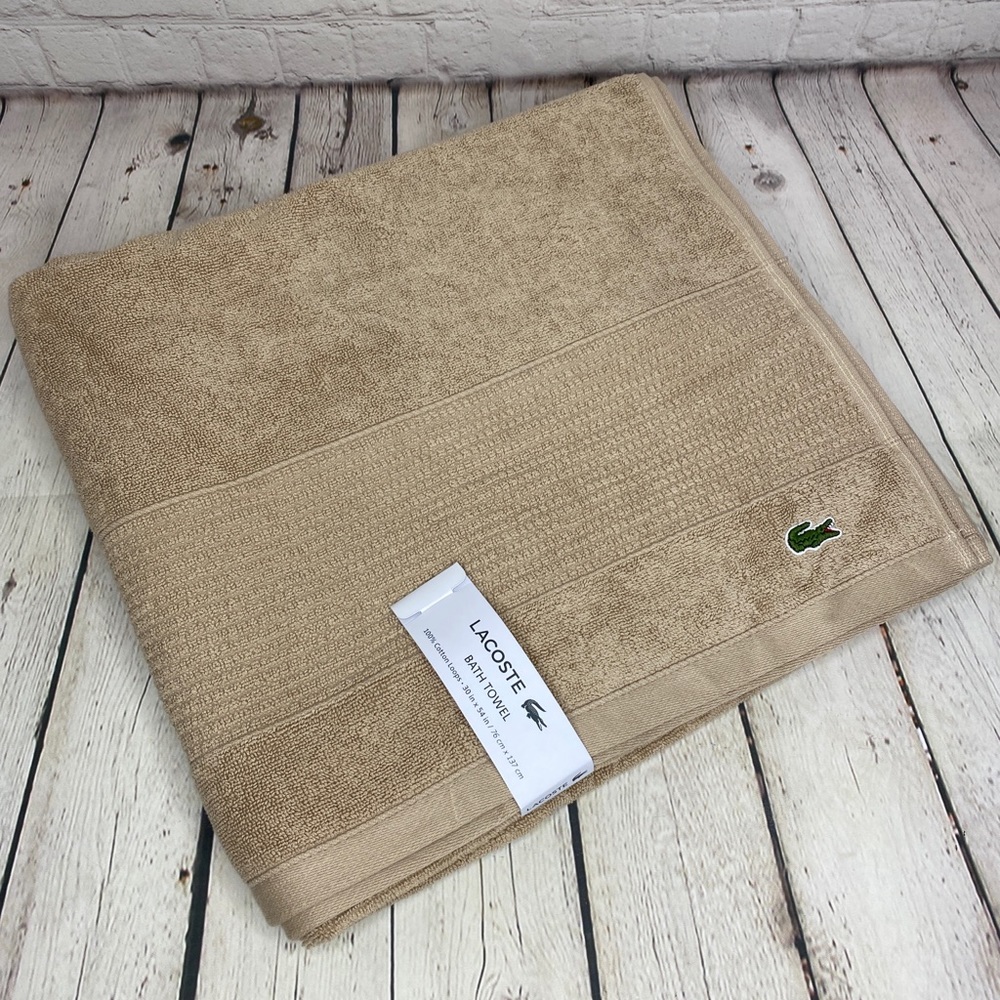 Lacoste Bath Towel Small Embroidered Logo Beige